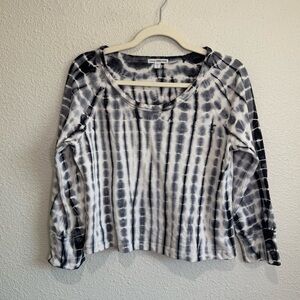 James Perse Womens Size 2 Medium Tie Dye Long Sleeve Cropped Boxy Top Boho